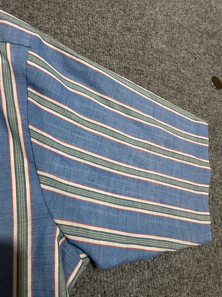 Vintage 70s Penney's Towncraft Shirt Mens Medium Striped Penn-Prest Button Up