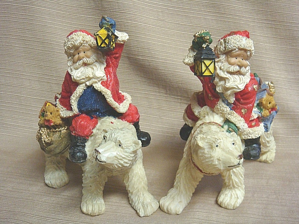 Santa Claus on Polar Bear Statue - Highly Detailed & Vibrant
