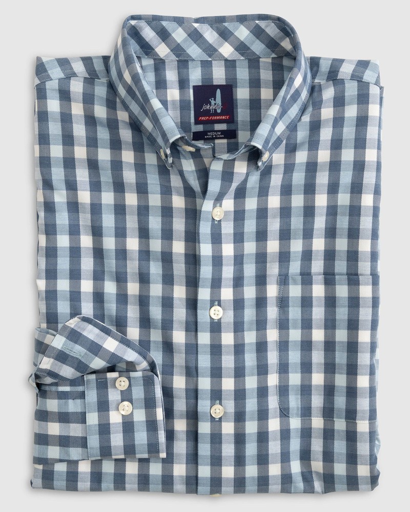 johnnie-O Cane Performance Button Up Shirt Oceanside Size M
