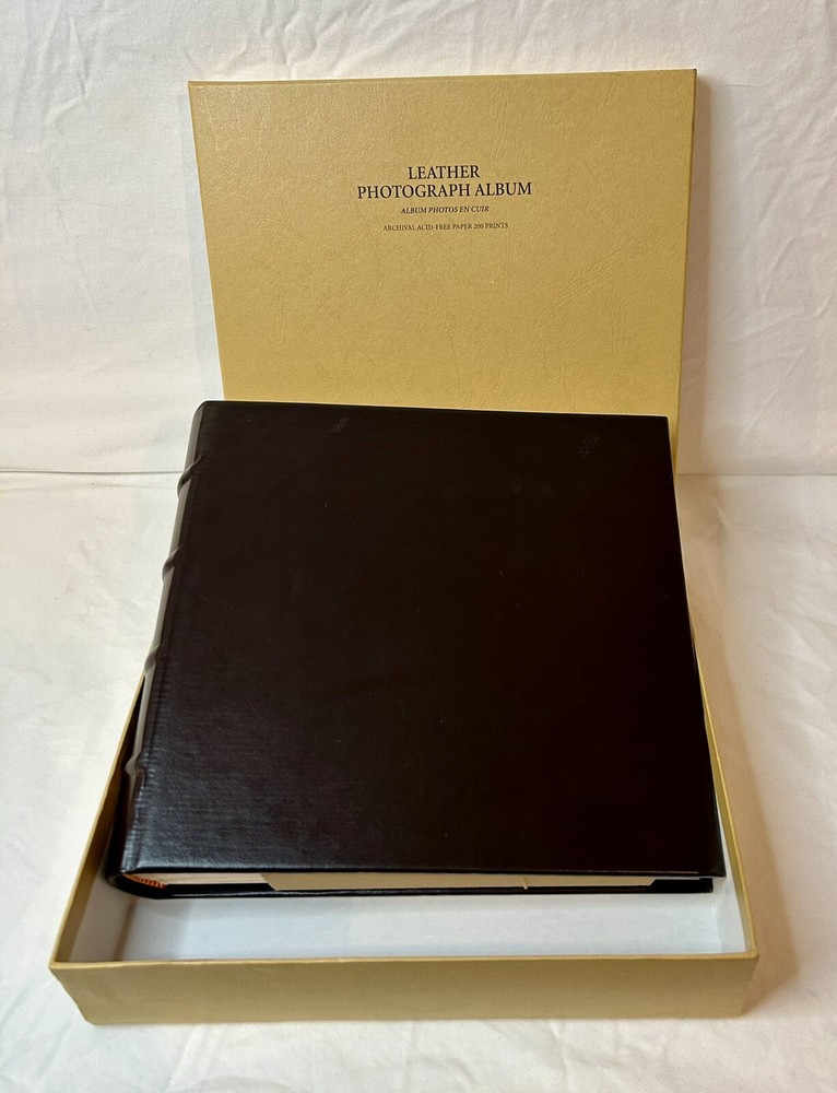 Restoration Hardware Leather Photo Album Archival Acid Free 200 Prints NEW-image