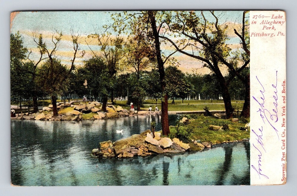 Pittsburgh PA-Pennsylvania, Lake Allegheny Park, Antique Vintage c1906 Postcard