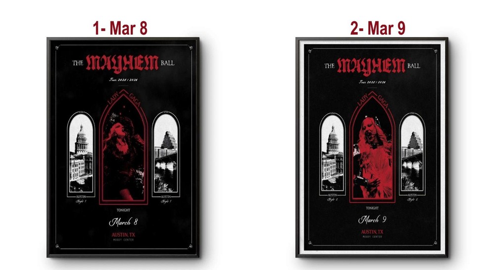 HOT! Lady Gaga Austin, TX Poster Mar 9 2026