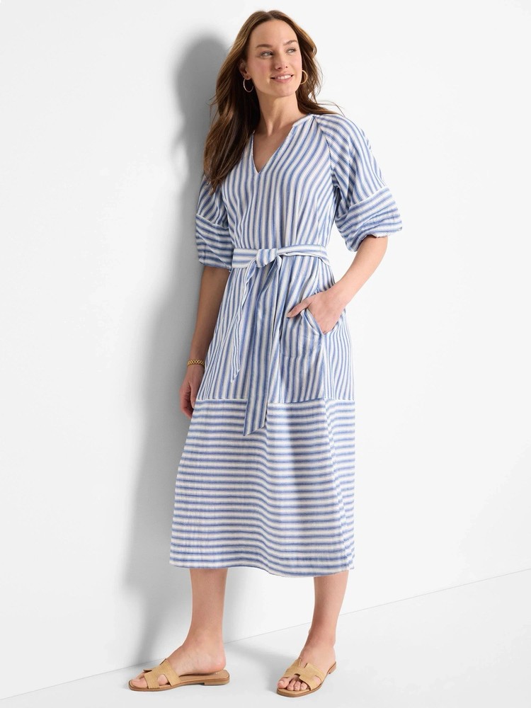 Nic and Zoe Double-gauze V-neck Belted Dress - Sz M- NWOT