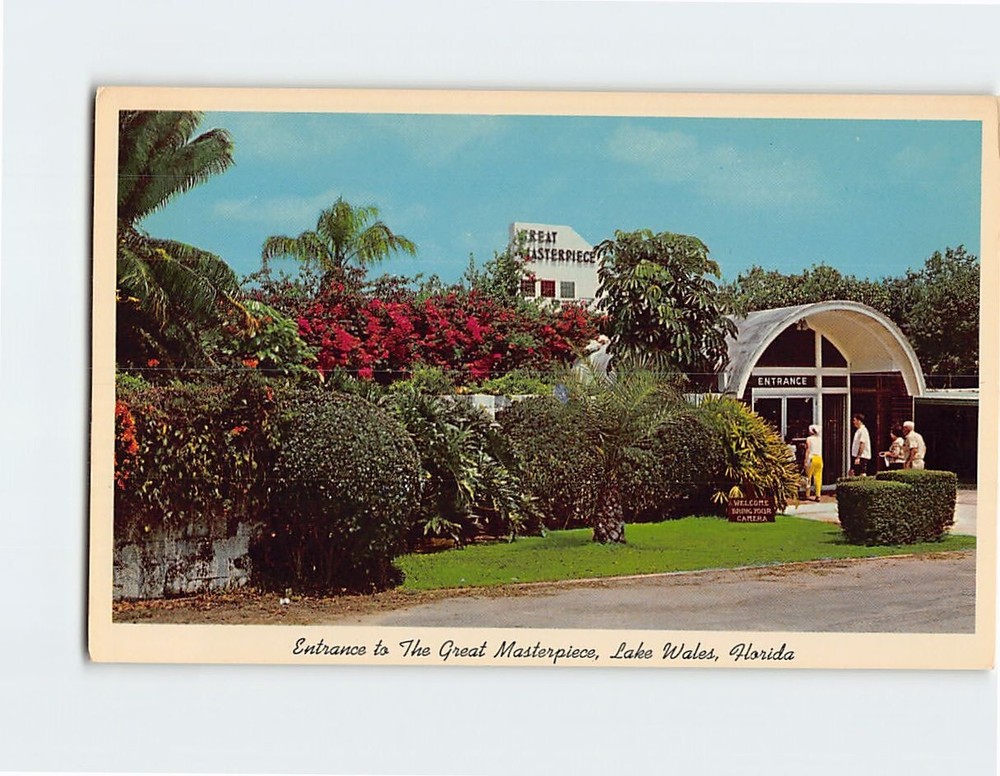 Postcard Entrance to the Great Masterpiece and Gift Shop Lake Wales Florida USA