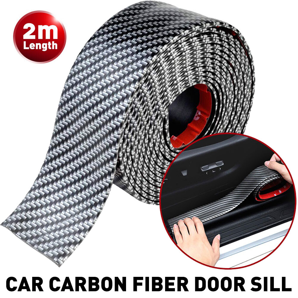 New Carbon Scratch Anti Fiber Sticker Pattern Sill Door Plate Bumper Protector M