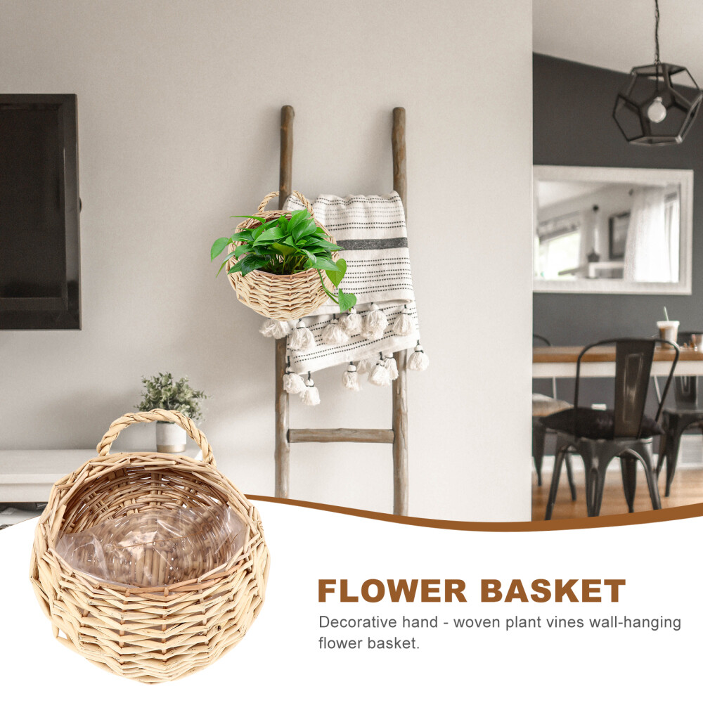 Small Wall Hanging Basket Wicker Plant Plants Flower Garden Decoration