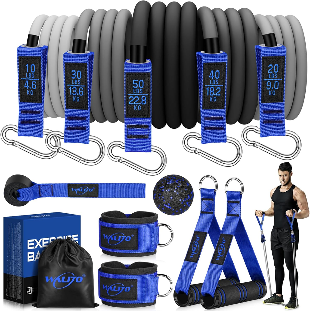 Resistance Bands Set - Exercise Bands with Handles, Door Anchor, Legs Ankle Stra