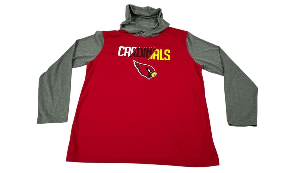 Arizona Cardinals NFL Long Sleeve Shirt Men's Size L Red Gray Hooded Tee Apparel