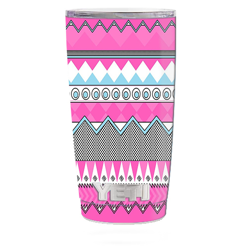Skin Decal for Yeti 20 oz Rambler Tumbler Cup / Pink Aztec Tribal Chevron