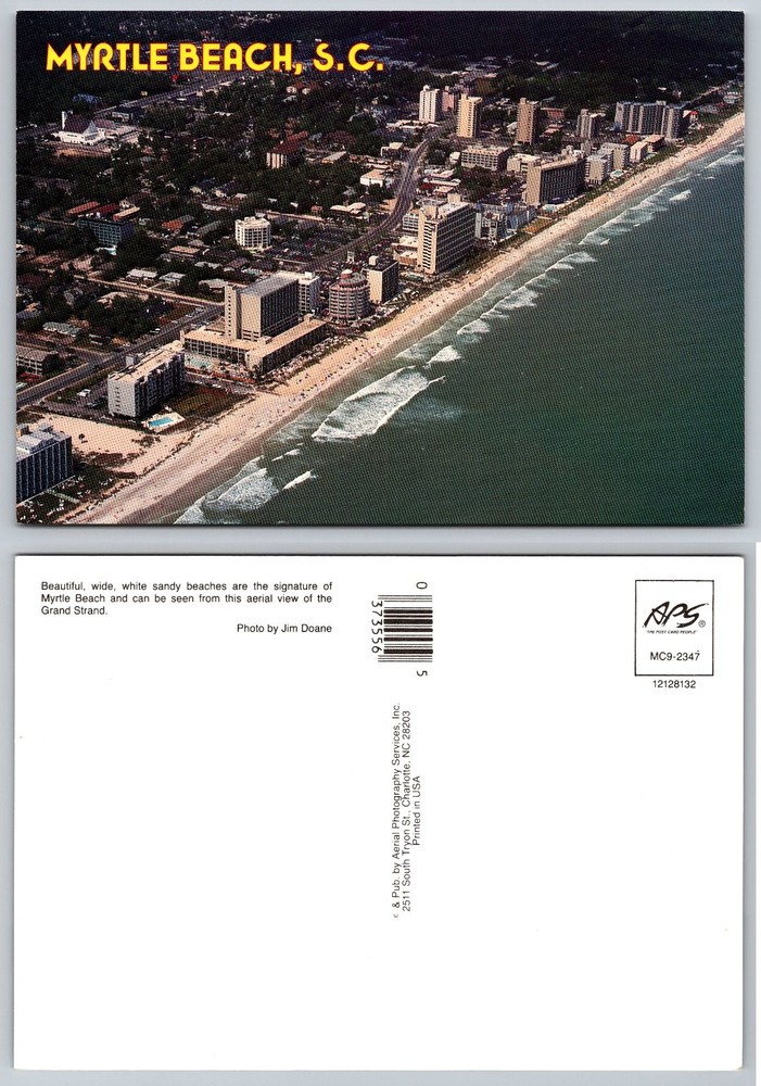Myrtle Beach SC Aerial View Postcard Grand Strand Ocean Hotels Sand Beach APS