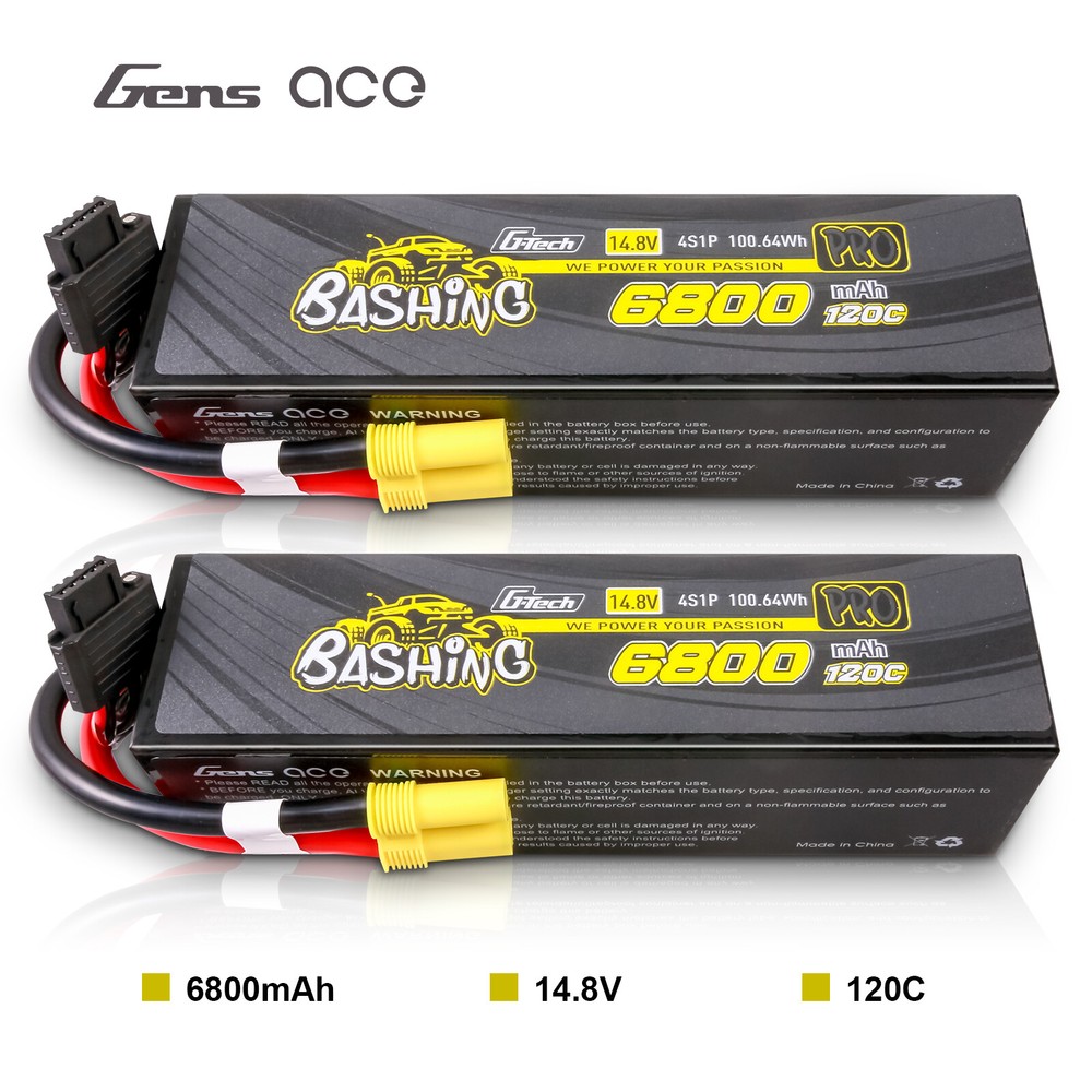 2X Gens Ace G-Tech Bashing 6800mAh 14.8V 120C 4S Lipo Battery EC5 For 1/8 RC Car-image