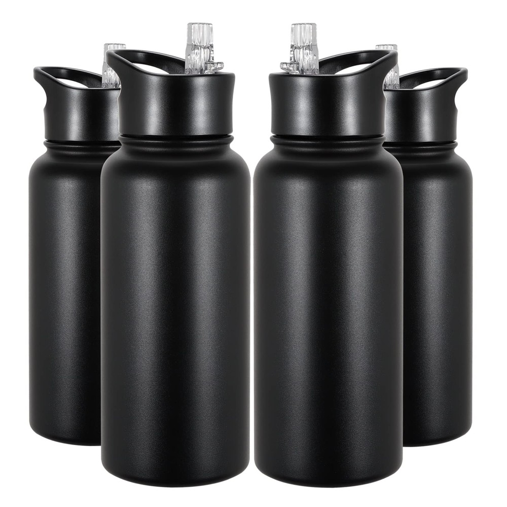 32 oz Insulated Water Bottle Bulk 4 Pack, Stainless Steel Sports Water Bottle...