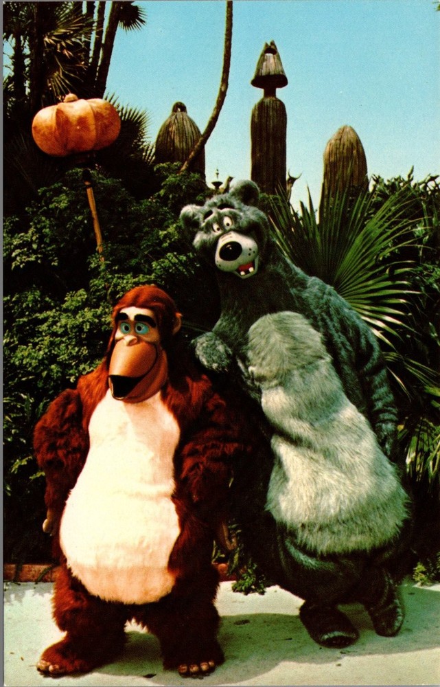 Vintage Walt Disney World Jungle Book Baloo King Louie Postcard Adventureland
