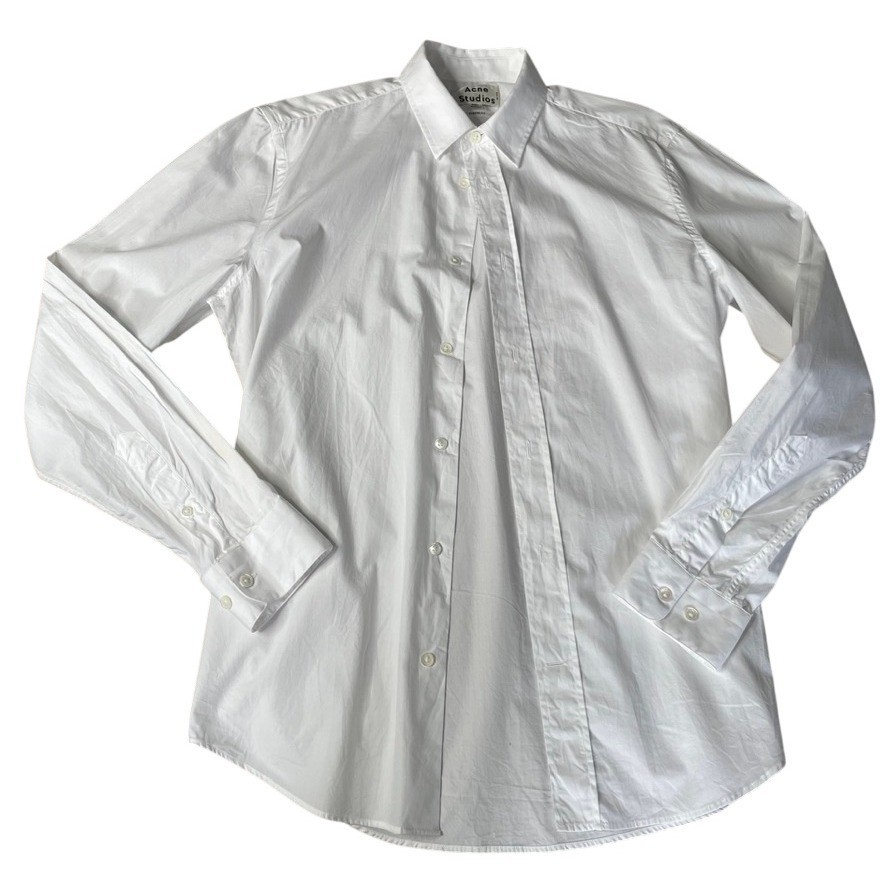 Acne Studios Jeffrey Pop  Long Sleeve Classic Fit White Button Down Shirt Men 46