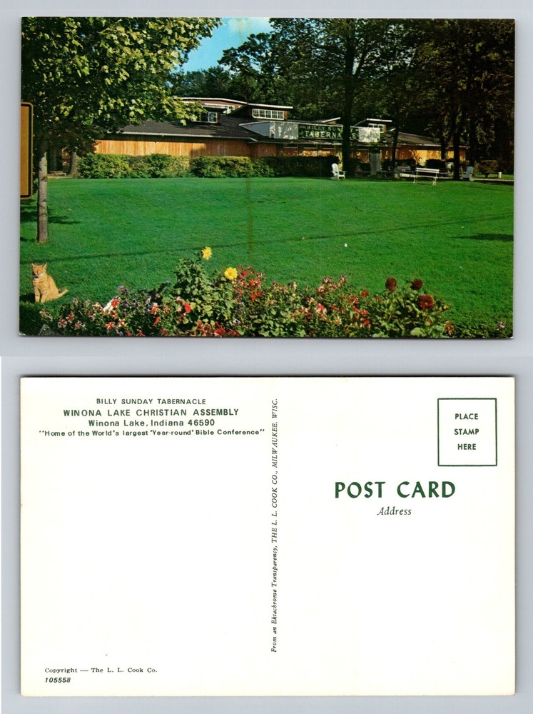 Winona Lake, IN-Indiana, Billy Sunday Tabernacle Grounds Vintage Postcard