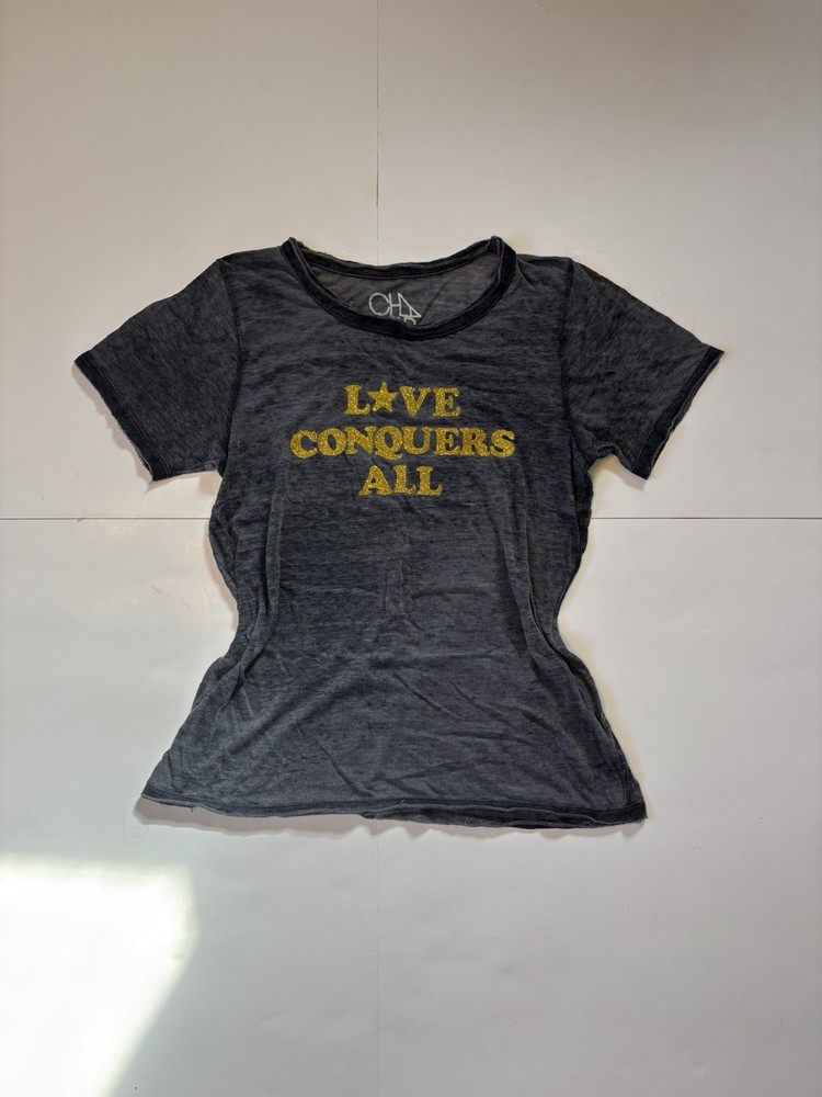 Chaser Womens M Gray T Shirt Short Sleeve Vintage Style Slogan Made in USA