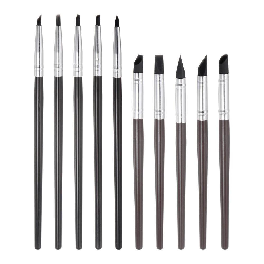 10pcs Silicone Clay Sculpting Tool Clay Sculpting Flexible Rubber Tip Black