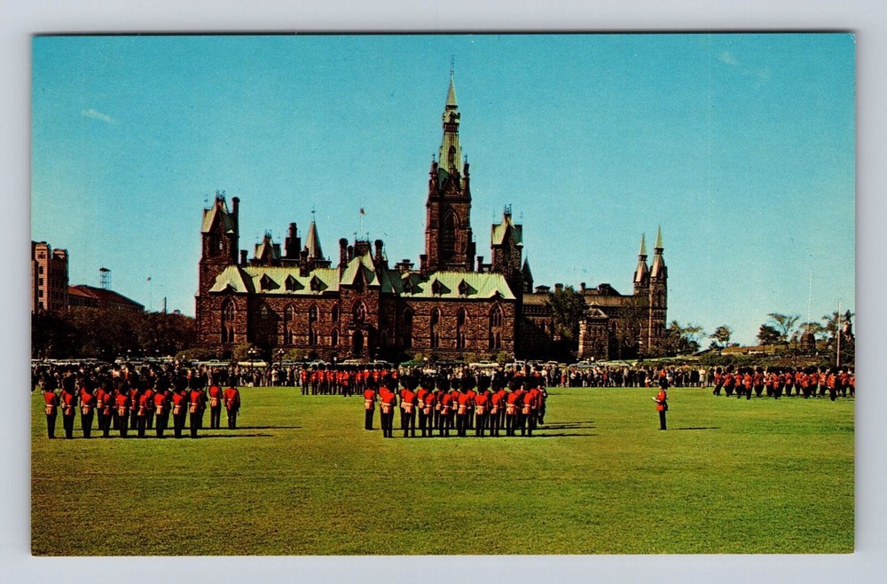 Ottawa Ontario-Canada, Changing of the Guards, Antique Vintage Souvenir Postcard