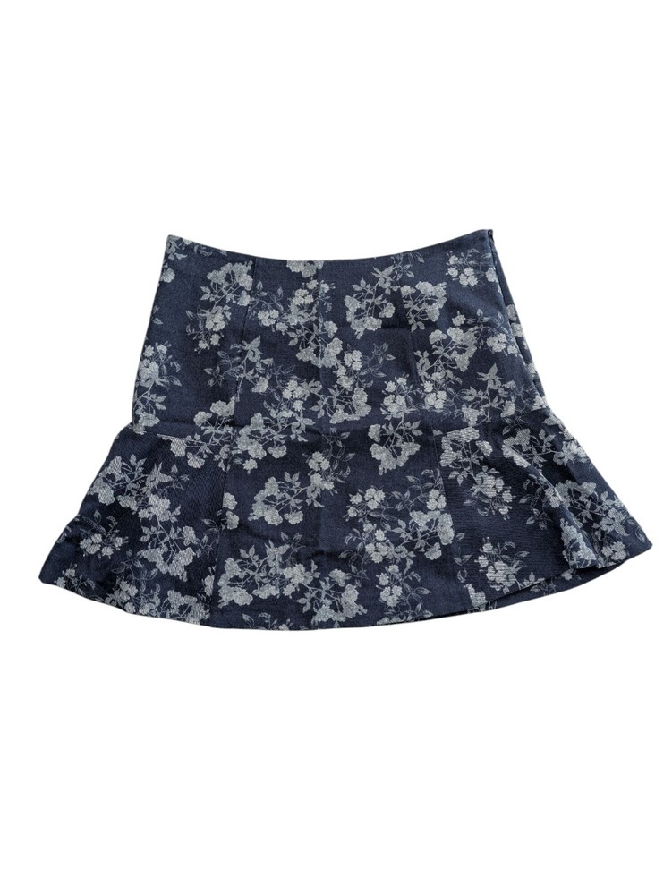 NWT Banana Republic Mini Skirt Floral Navy Blue Gray Womens Size 14