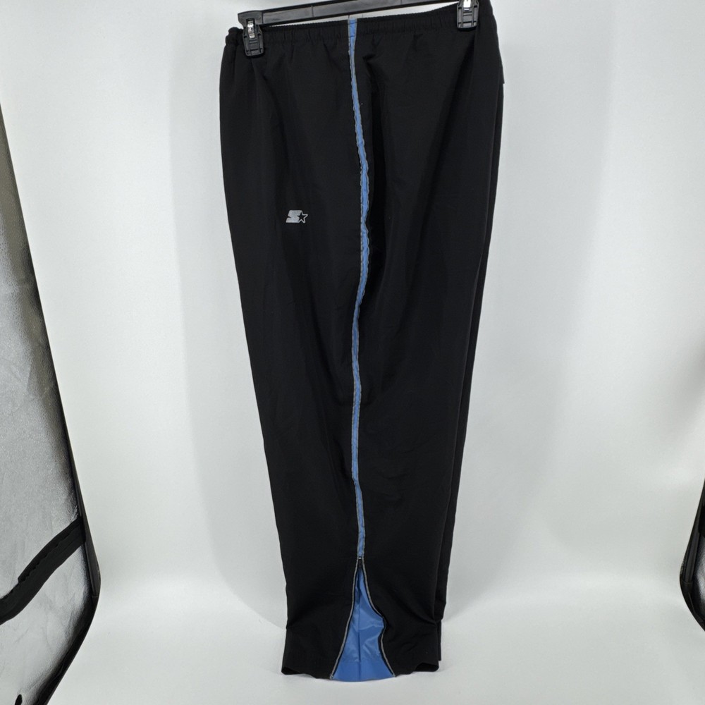 Vintage Starter Track Pants Mens 2XL Black Mesh Lined Zip Ankle Athletic Stripe