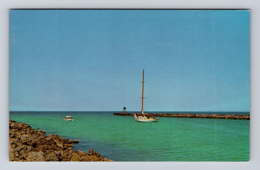 Venice FL-Florida, Blue Waters Of Gulf Of Mexico, Antique, Vintage Postcard