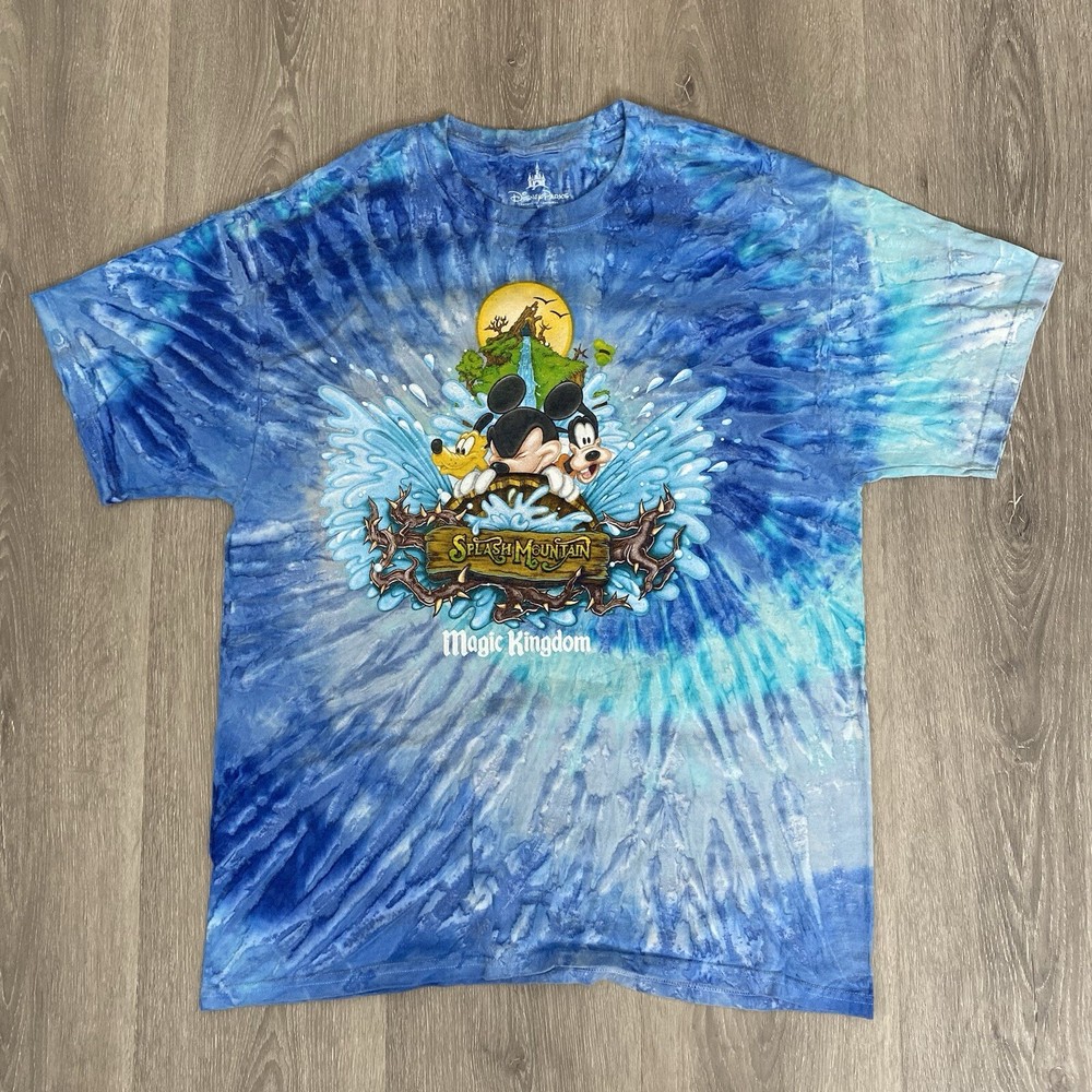 Vintage Disney T-Shirt Large Splash Mountain Tie Dye Y2K 2000s Shirt Casual