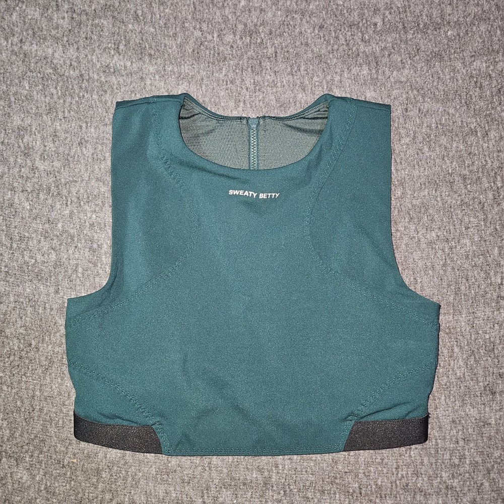Sweaty Betty London Sports Bra Top Women’s Small Workout Stamina Green Zip