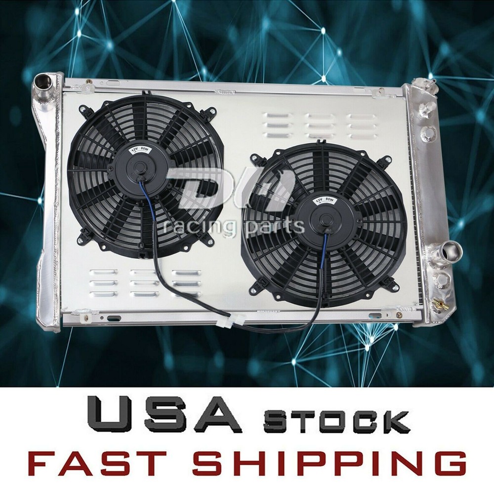 For Chevy 1982-92 Camaro Pontiac Firebird Trans Am 3Row Alum Radiator+Shroud+Fan