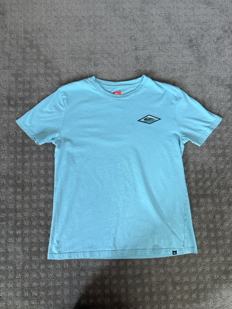 Quiksilver Boys L (14/16) Blue Short Sleeve Crew Neck Logo Graphic T-Shirt