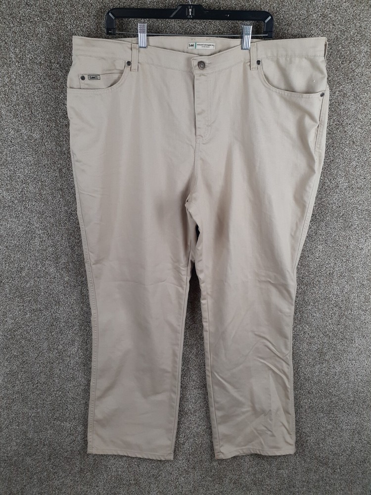 Lee Womens Relaxed Straight Leg Jeans 24 Medium Beige High Rise Denim with Pockets