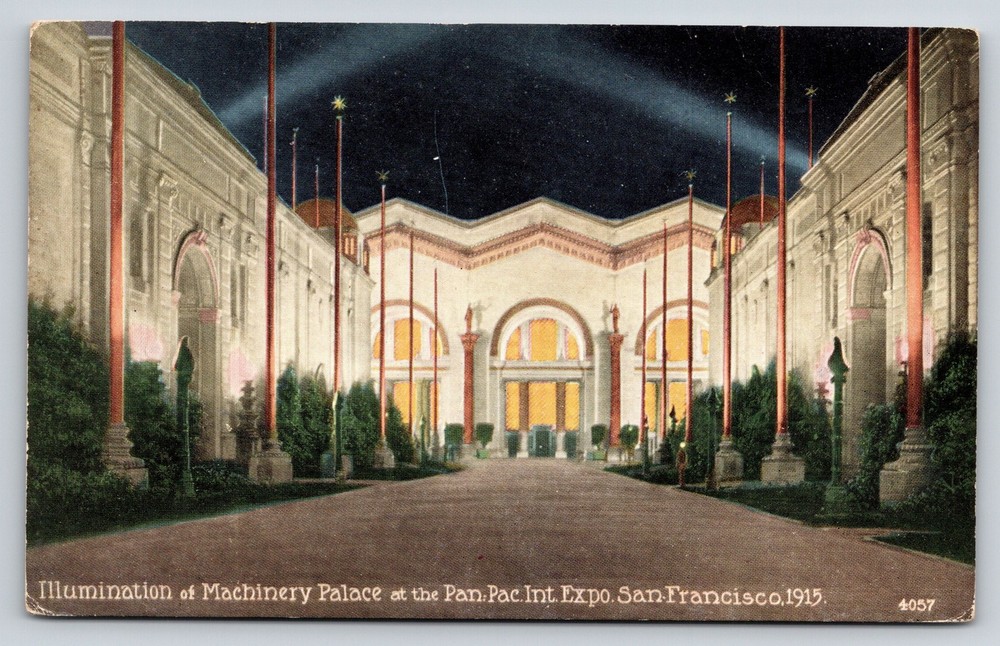 San Francisco CA~Machinery Palace Illumination~Pan-Pac Expo PPIE~1915 Postcard