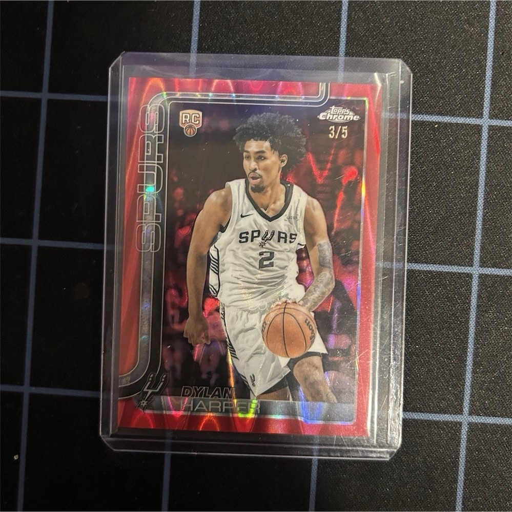 2025-26 Topps Chrome - Rookie Dylan Harper #252 Red Wave 3/5 San Antonio Spurs