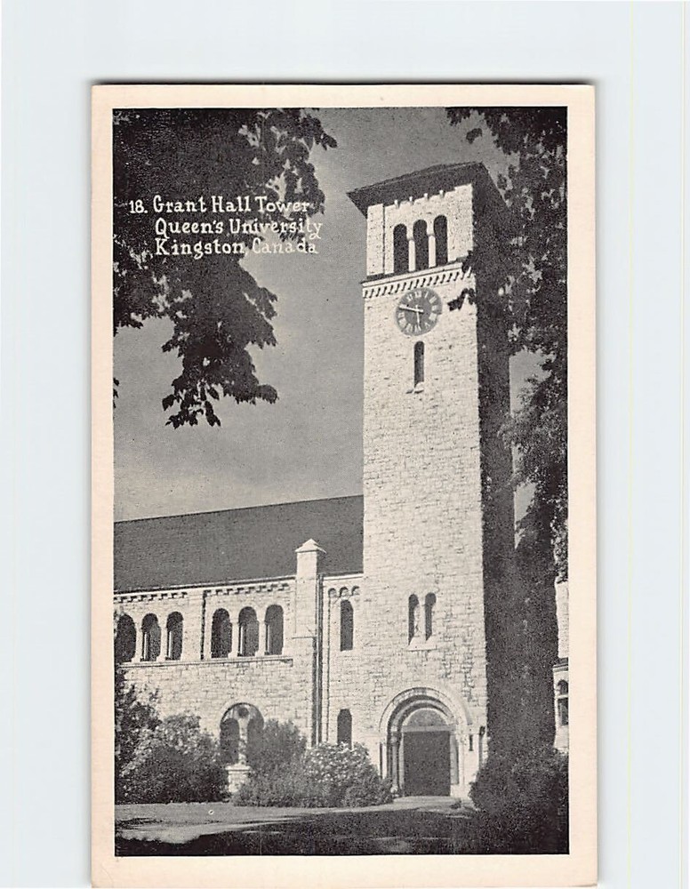Postcard Grant Hall Tower Queen's University Kingston Canada
