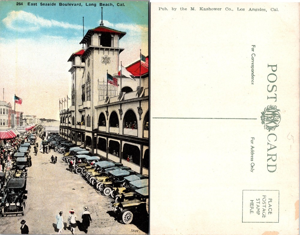 East Seaside Boulevard Long Beach CA Postcard
