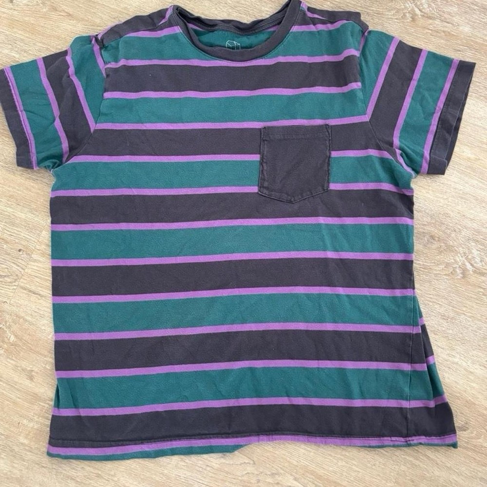 Original Use Green Purple Black Crew Neck Short Sleeve Men's T-Shirt L Pocket