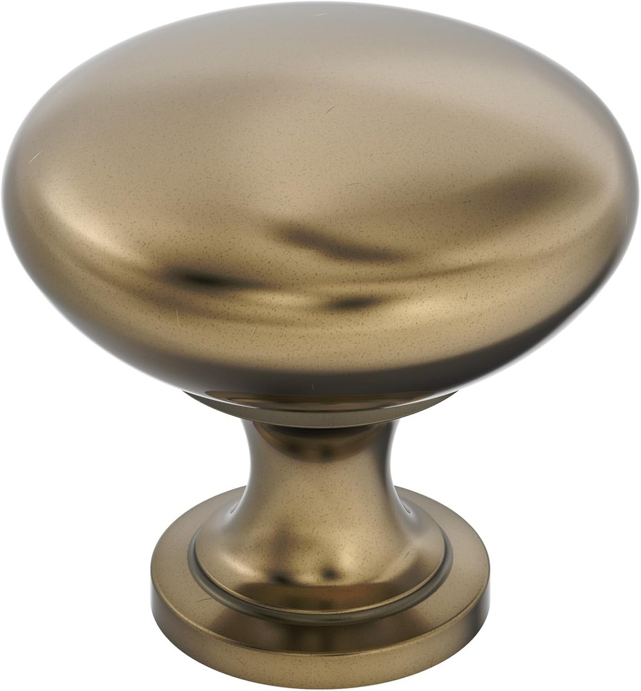 | Cabinet Knob | Burnished Brass | 1-1/4 inch (32 mm) Diameter | Edona | Draw...