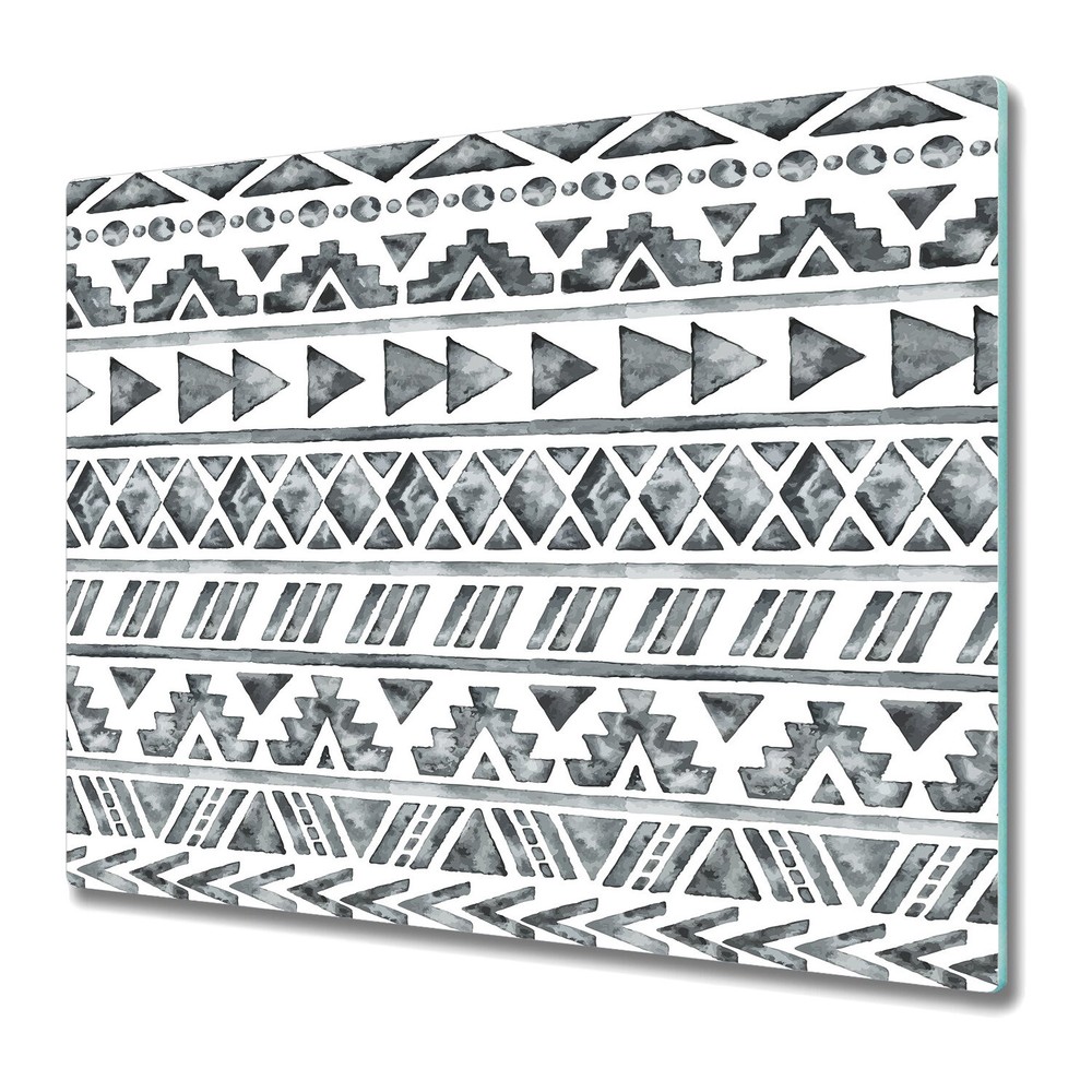 Glass Chopping Board Worktop Saver Faded Ethnic Geometric Simple 60x52