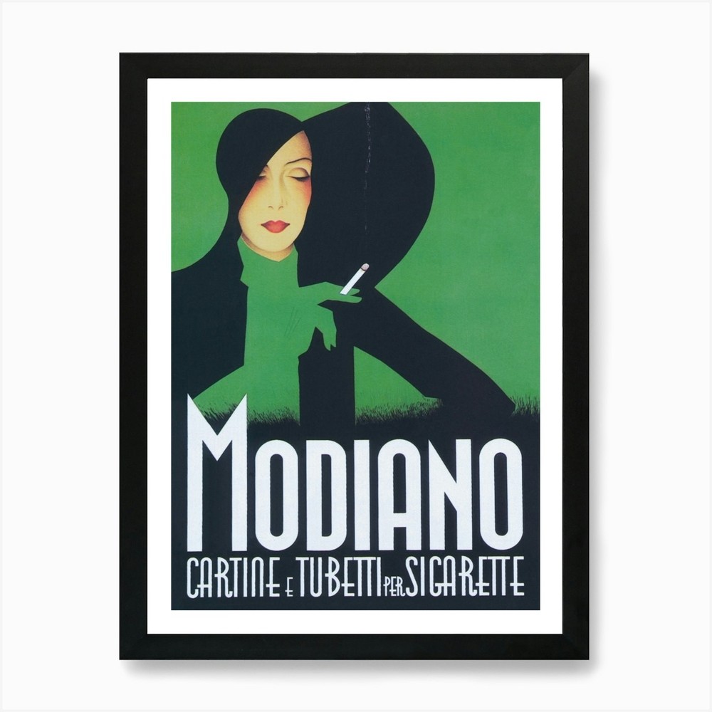 Modiano Woman Smoking Cigarette, Ar Framed Wall Art Poster Canvas Print Picture
