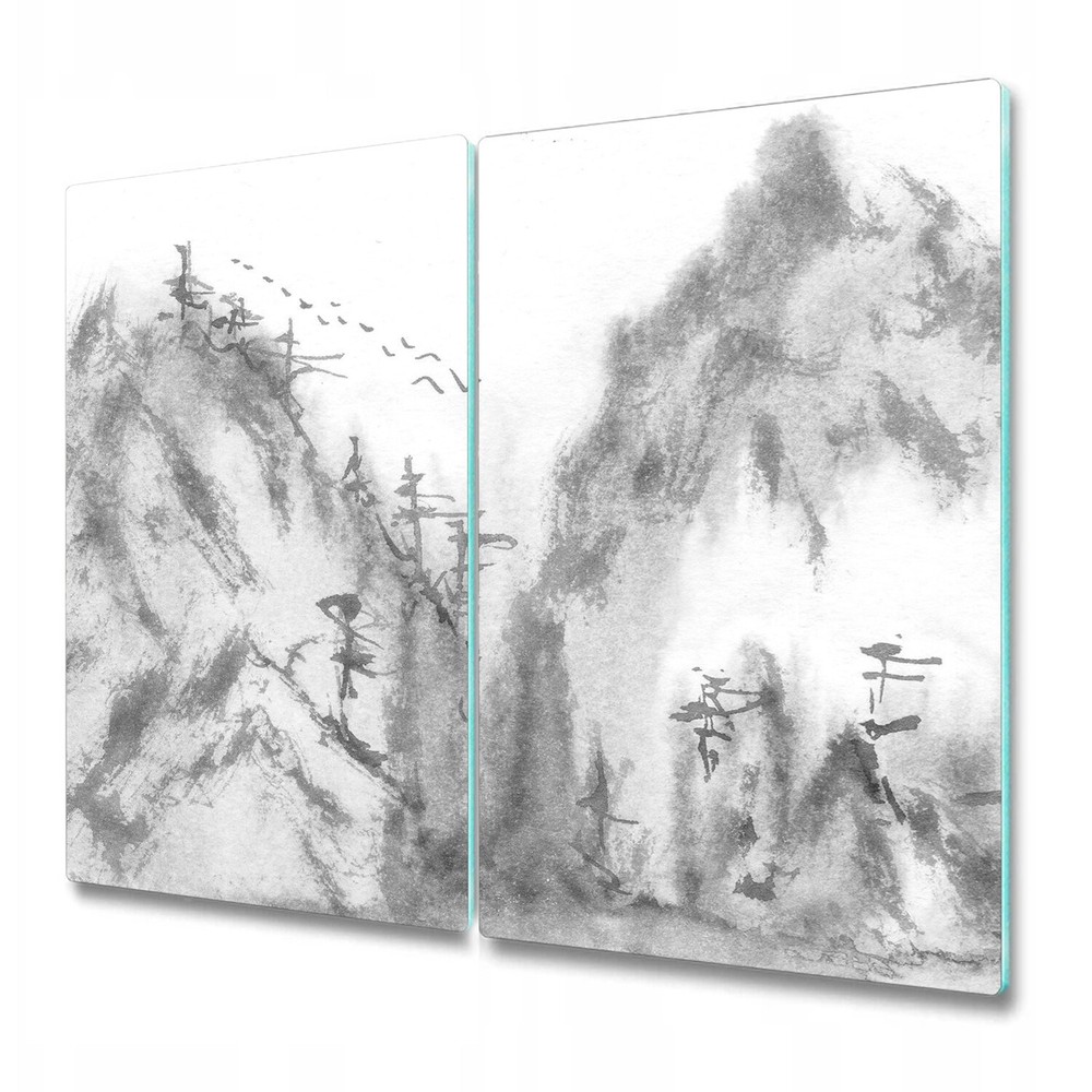 Glass Chopping Board Mountains In The Fog Landscape Mountains Chinoiserie Paint