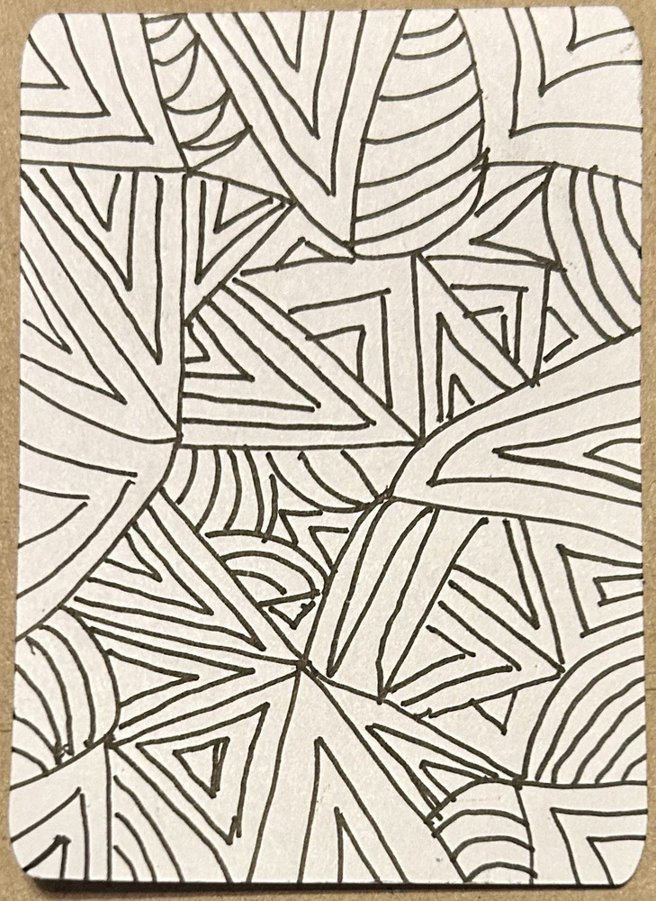 Original ACEO Handmade Miniature Abstract Line Drawing Art Ink on Paper