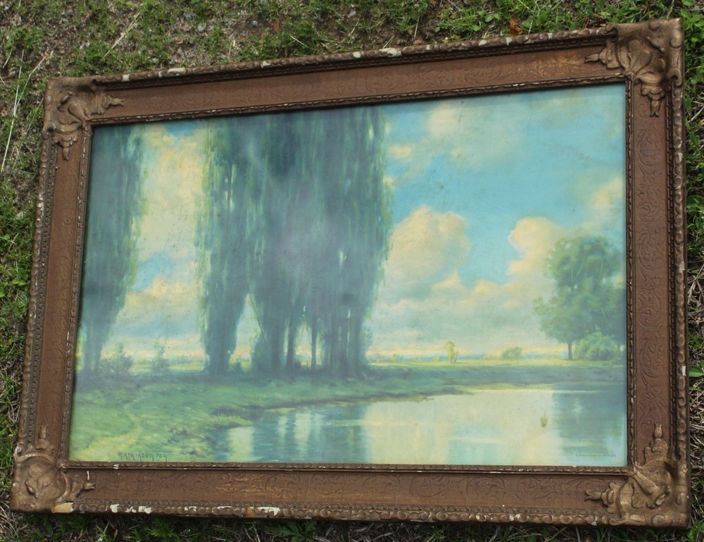 ANTIQUE 1920's Print R. ATKINSON FOX Art Deco STATELY SENTINELS Period Frame