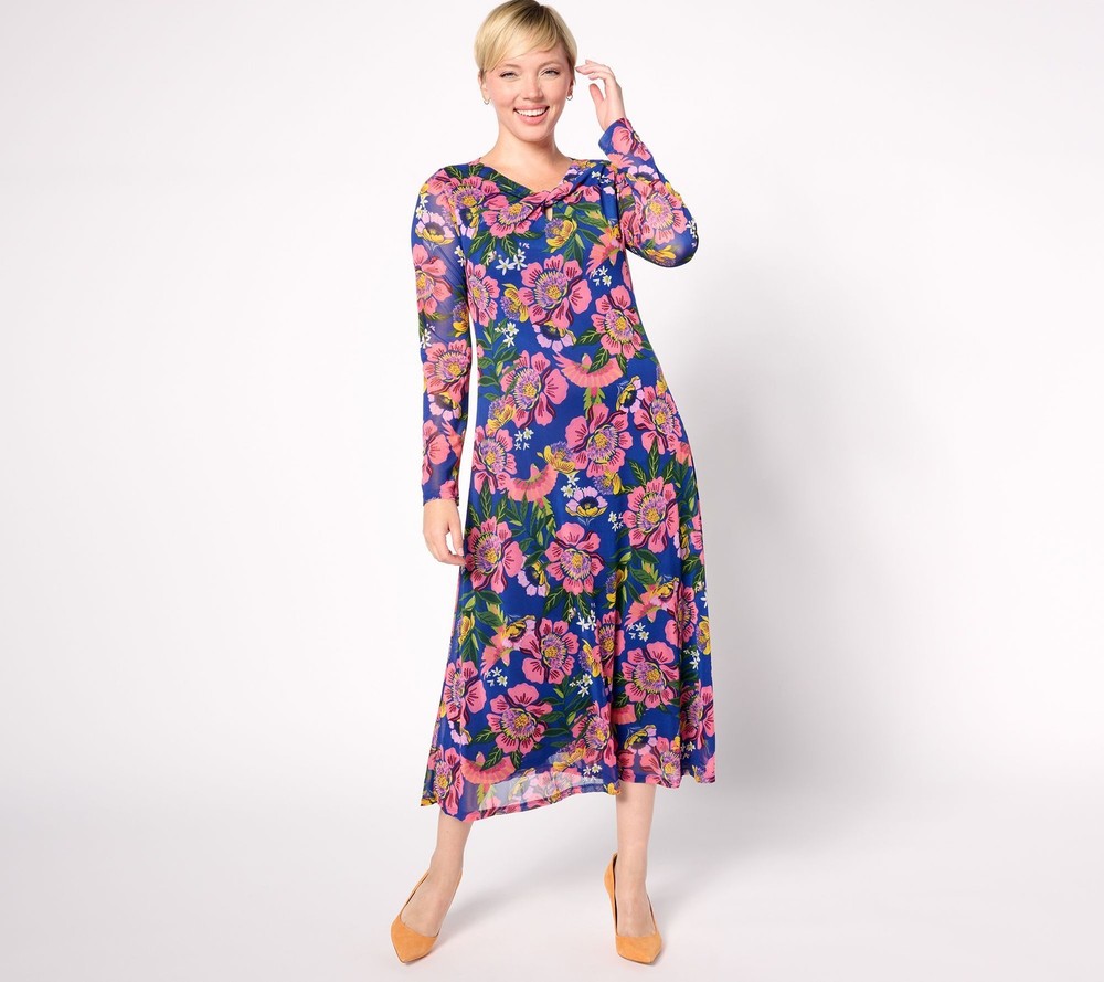 Destination 365 Women's Dress Sz M Regular Printed Mesh Multi-colored A629636