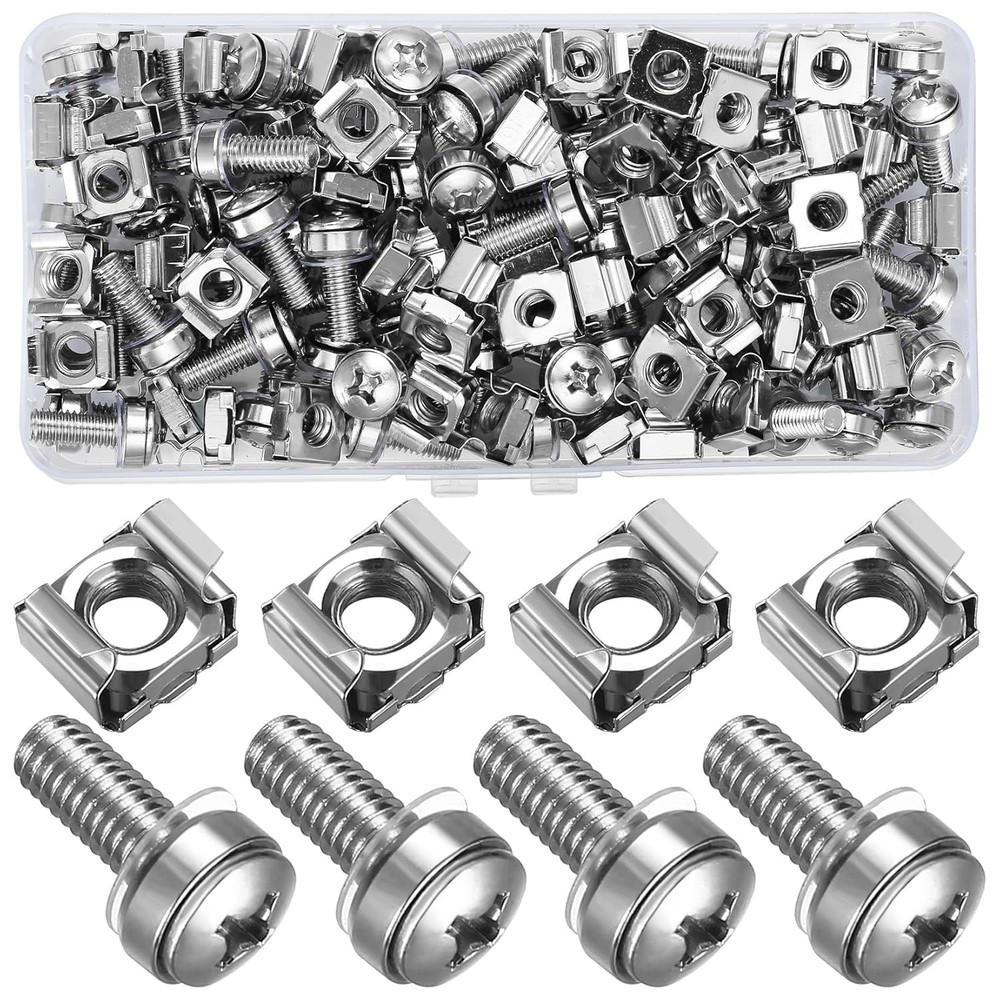 110 Pcs/55 Set Rack Mount Screws and Cage Nuts for Server One Size, Silver