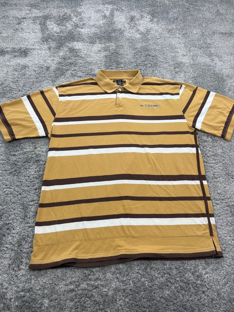 Vtg Marithe Francois Girbaud Shirt Men 2XL Brown Striped Hip Hop Skater 90s Polo