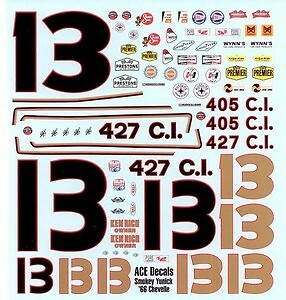 1966-67 Chevy #13 Andretti/Turner NASCAR 1/25 scale decal-image
