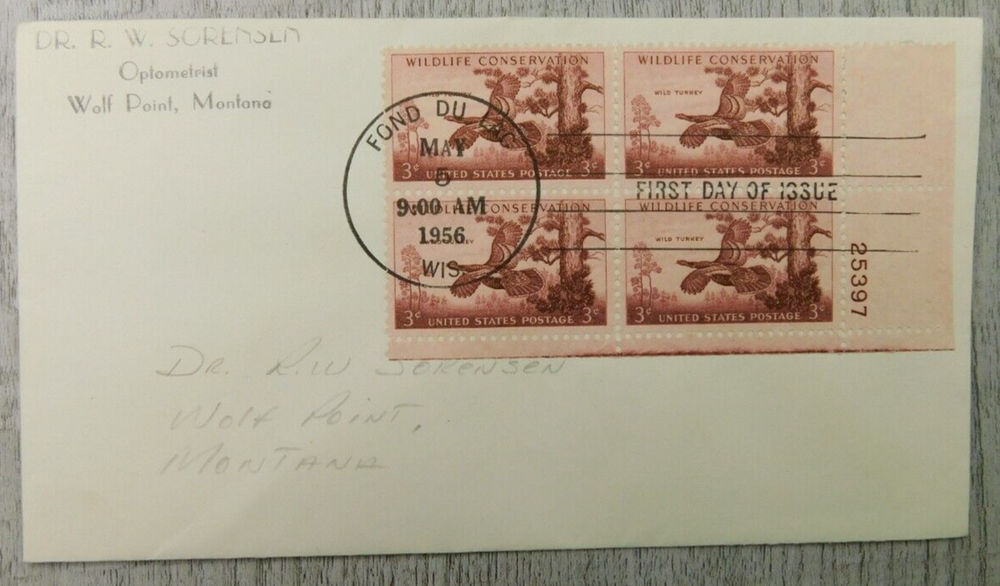First Day Issue Fond Du Lac WIS 1956 Wildlife Conservation Stamp Envelope Cover