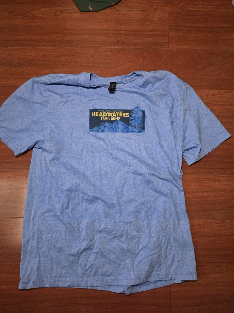 Next Level Apparel Headwaters Trail Runs Blue Graphic T-Shirt Men's Size L