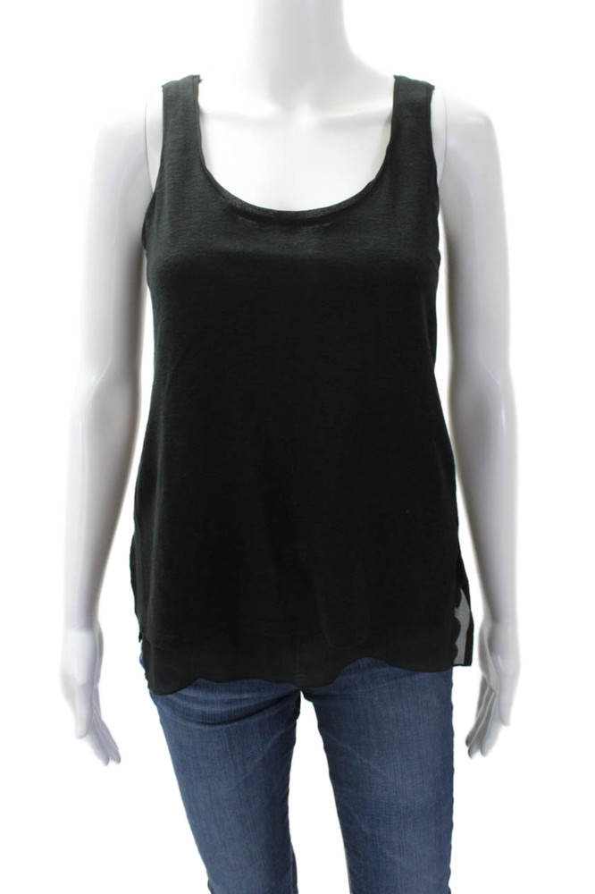 Vince Womens Sleeveless Scoop Neck Casual Tank Blouse Black Size XXSFree Shipping in US $100+ Orders | $6.95 Orders Below