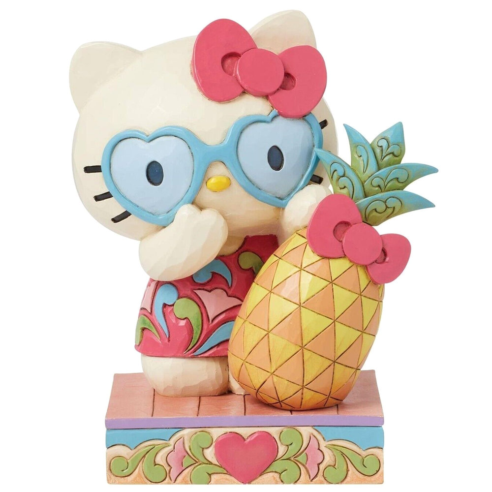 New Jim Shore Sanrio Hello Kitty Pineapple Sunglass Floral Shirt Pink Figurine