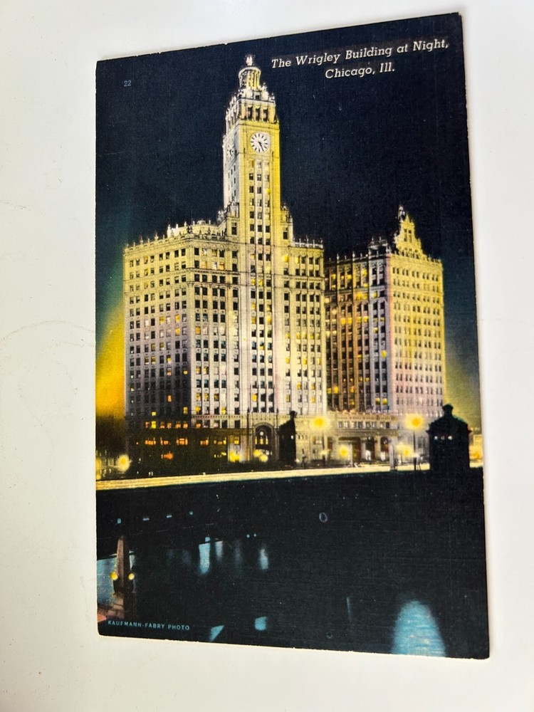 The Wrigley Building at Night Chicago Illinois Postcard